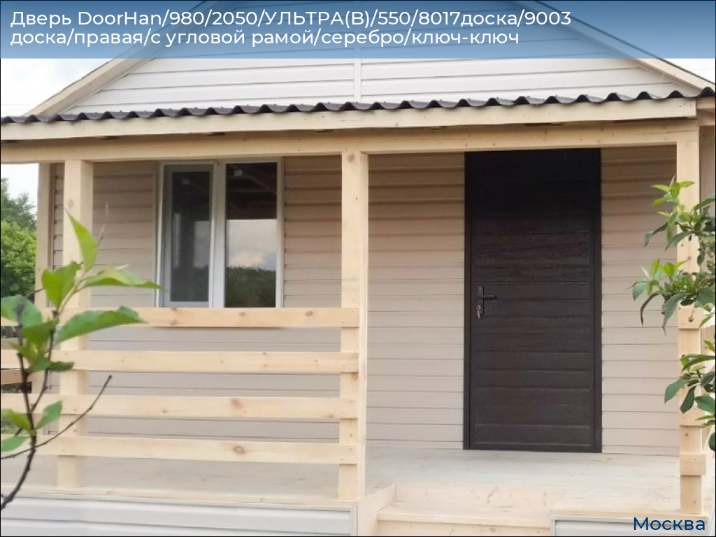 Дверь DoorHan/980/2050/УЛЬТРА(B)/550/8017доска/9003 доска/правая/с угловой рамой/серебро/ключ-ключ, 